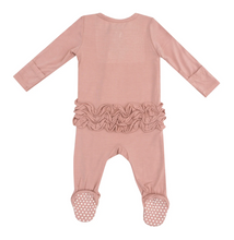 Load image into Gallery viewer, Angel Dear Solid Mellow Rose 2 Way Zipper Ruffle Back Footie
