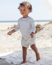 Load image into Gallery viewer, Quincy Mae Boy Swim Shorts Blue and Butterscotch Stripe
