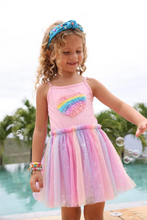 Load image into Gallery viewer, Lola And The Boys 3D Rainbow Heart Shimmer Dress
