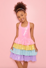 Load image into Gallery viewer, Lola And The Boys Rainbow Sequin Tiered Dream Dress

