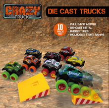 Laden Sie das Bild in den Galerie-Viewer, Crazy Truck Die Cast Pull Back Trucks 10 Piece Set

