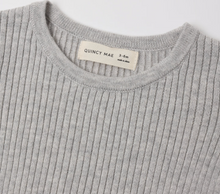 Load image into Gallery viewer, Quincy Mae Rib Knit Peplum Top Heathered Fog
