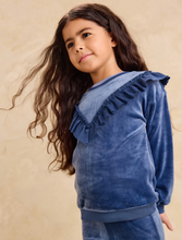Load image into Gallery viewer, Tea Collection Velour Ruffle Tunic, Naval Blue
