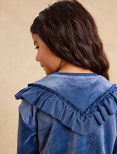 Load image into Gallery viewer, Tea Collection Velour Ruffle Tunic, Naval Blue
