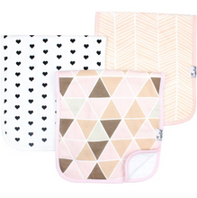 Load image into Gallery viewer, Copper Pearl Blush Burp Cloths 3-Pack
