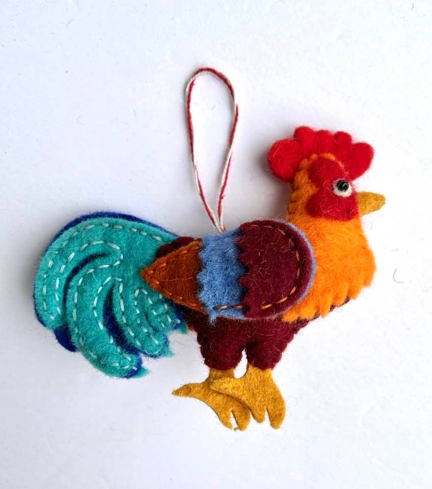 The Winding Road Ornament - Felt Rooster