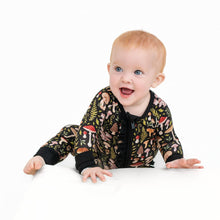Load image into Gallery viewer, Jammie Session Mystic Mushrooms Ruffle Bamboo Baby Romper
