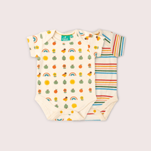 Laden Sie das Bild in den Galerie-Viewer, Little Green Radicals Bio-Babybody "Vintage Rainbows", 2er-Pack
