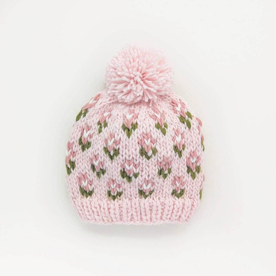 Huggalugs Bitty Blooms Blush Beanie Hat for Baby & Kids
