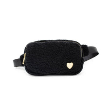 Load image into Gallery viewer, Zomi Gems Fuzzy Crossbody Sling Bag w/ Heart for Kids Black
