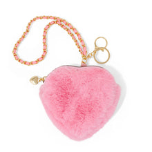 Load image into Gallery viewer, Zomi Gems Girl's Fuzzy Heart Wristlet Coin Purse
