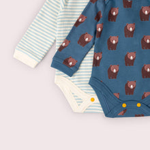 Load image into Gallery viewer, Little Green Radicals Blue Bears Bodysuits, 2-Pack
