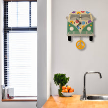 Load image into Gallery viewer, Popclox Peace Bus Pendulum Clock - Wood
