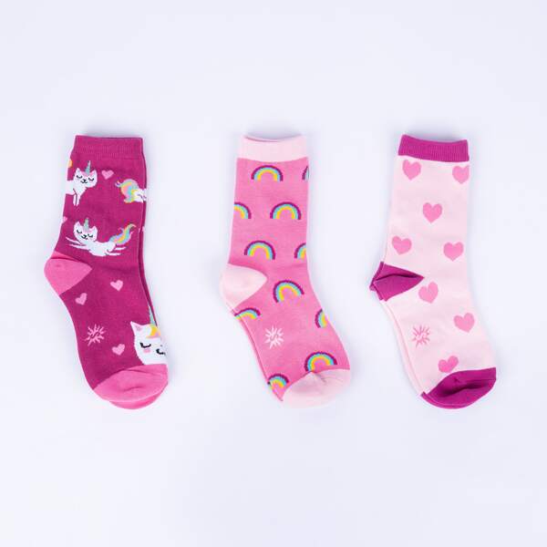 Laden Sie das Bild in den Galerie-Viewer, Sock It to Me Look At Me Meow Junior Crew Socken 3er-Pack