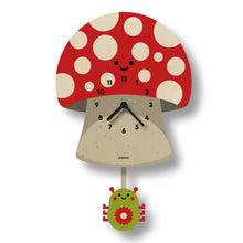 Load image into Gallery viewer, Popclox Mushroom Pendulum Clock - Wood
