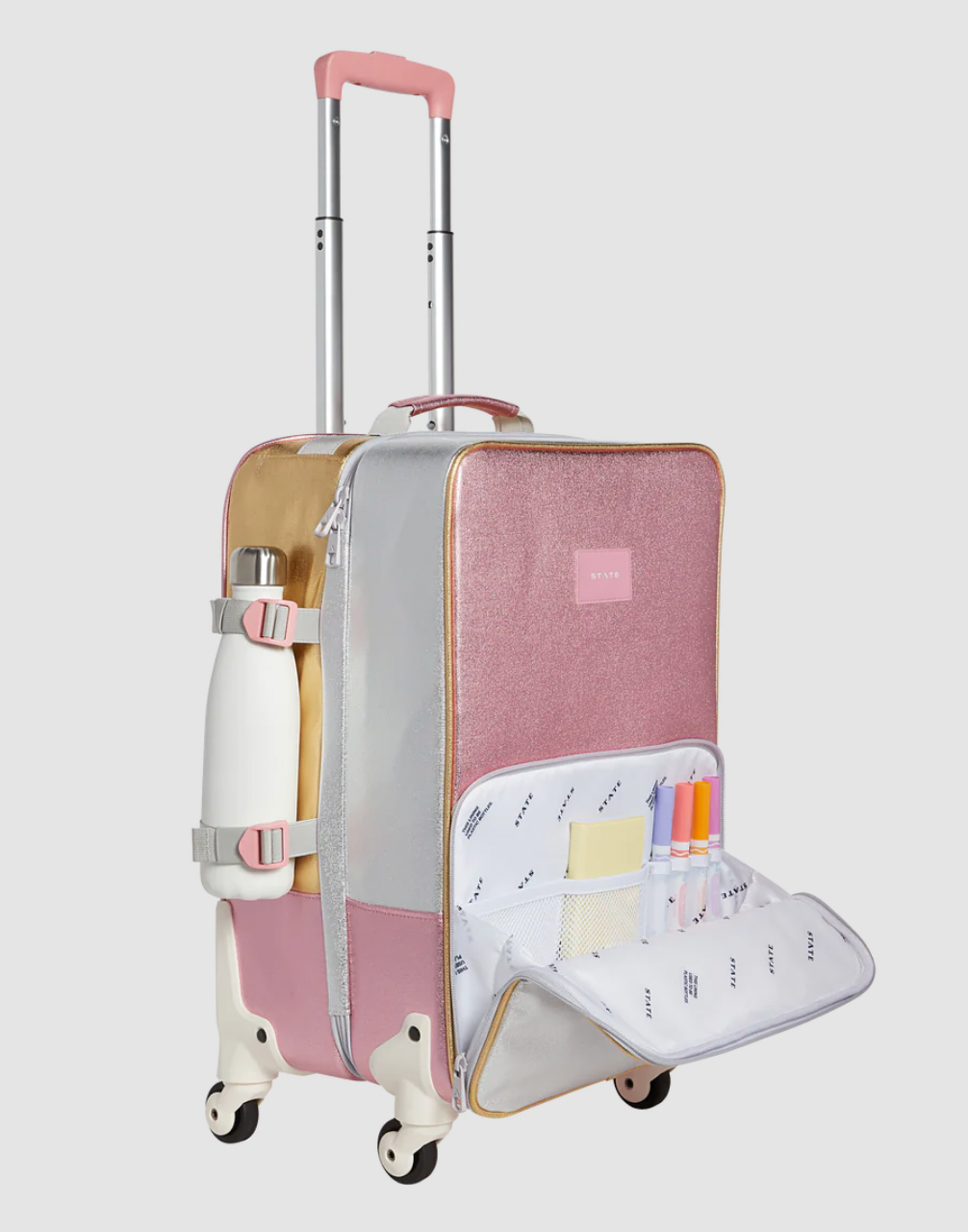 State Bags Logan Suitcase Pink/Silver