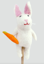 Load image into Gallery viewer, The Winding Road Felt Finger Puppet – Rabbit with Carrot
