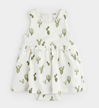 Load image into Gallery viewer, Firsts By Petit Lem Baby Short Sleeve Skirted Romper Knit Off White
