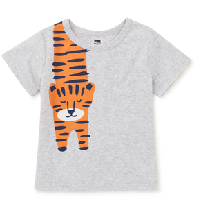 Tea Collection Tiger Turn Baby Graphic Tee Light Grey Heather