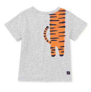 Tea Collection Tiger Turn Baby Graphic Tee Light Grey Heather Size 3-6m