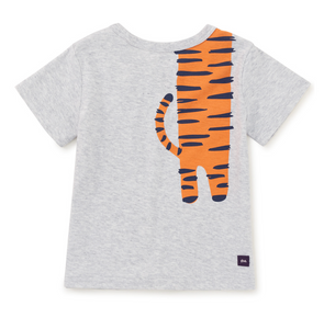 Tea Collection Tiger Turn Baby Graphic Tee Light Grey Heather