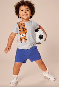 Tea Collection Tiger Turn Baby Graphic Tee Light Grey Heather