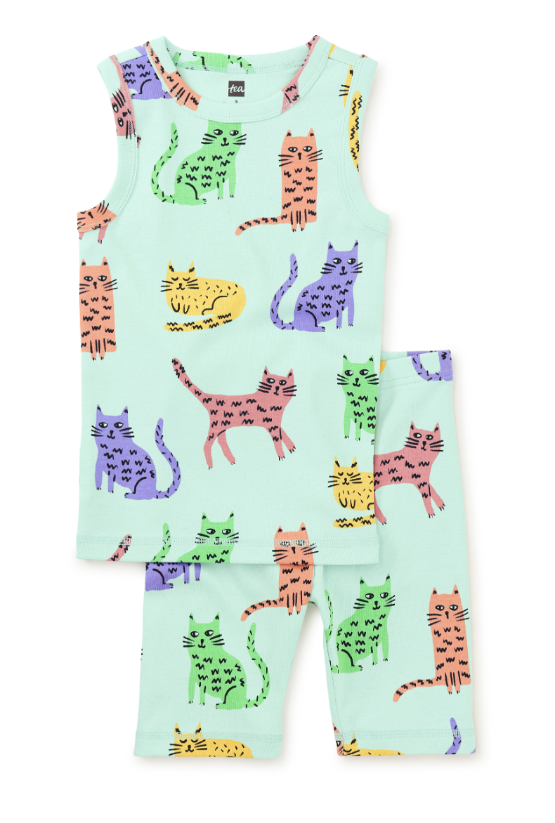 Tea Collection Summer Nights Tank Pajama Set Colorful Cats