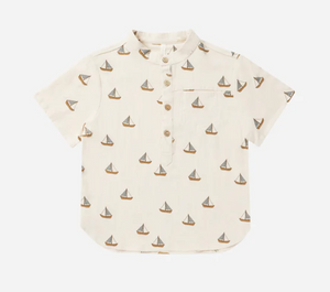 Rylee + Cru Short Sleeve Mason Shirt Sailboats