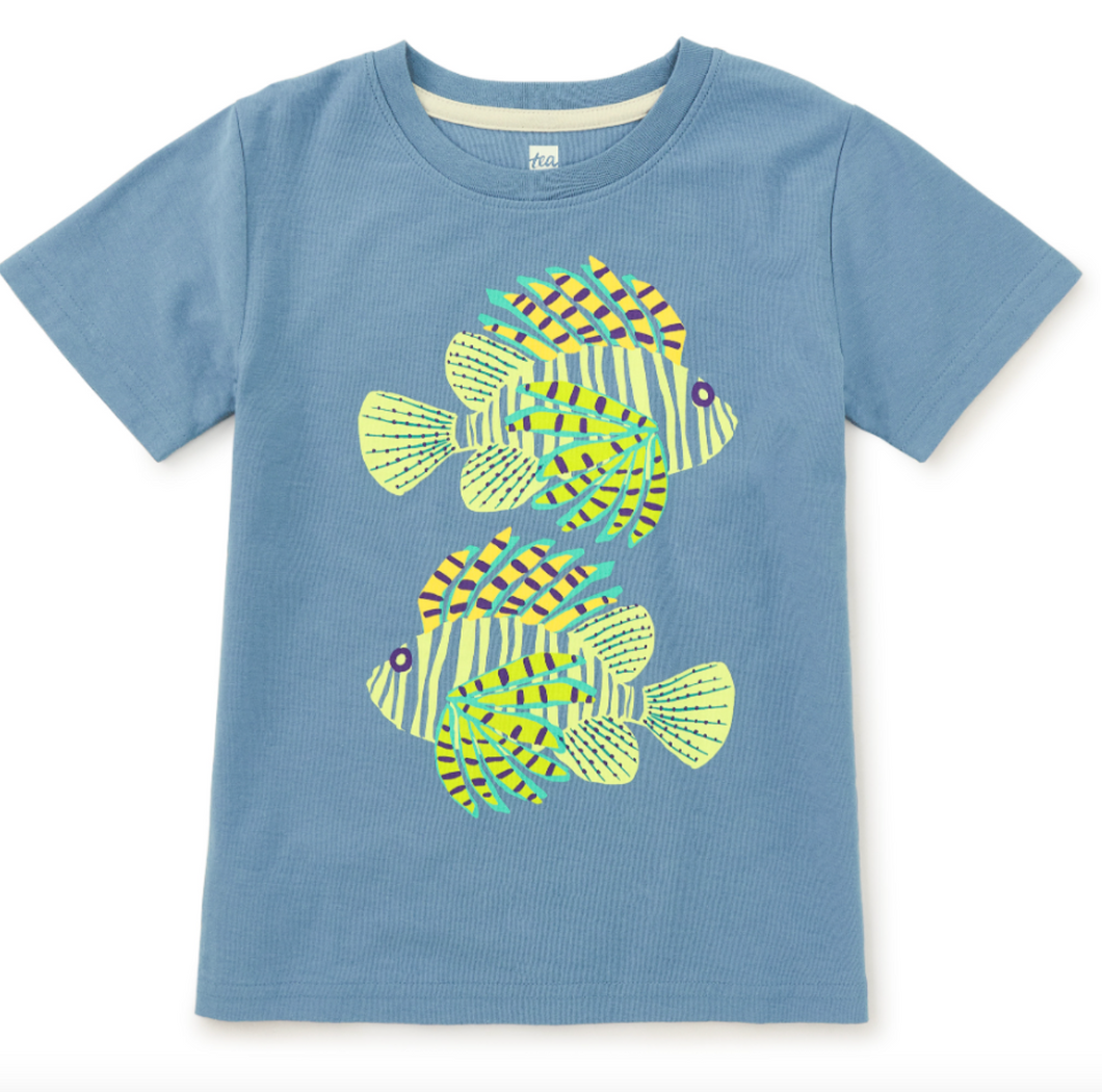 Tea Collection Lionfish Graphic Tee Coronet Blue Size 9-12m