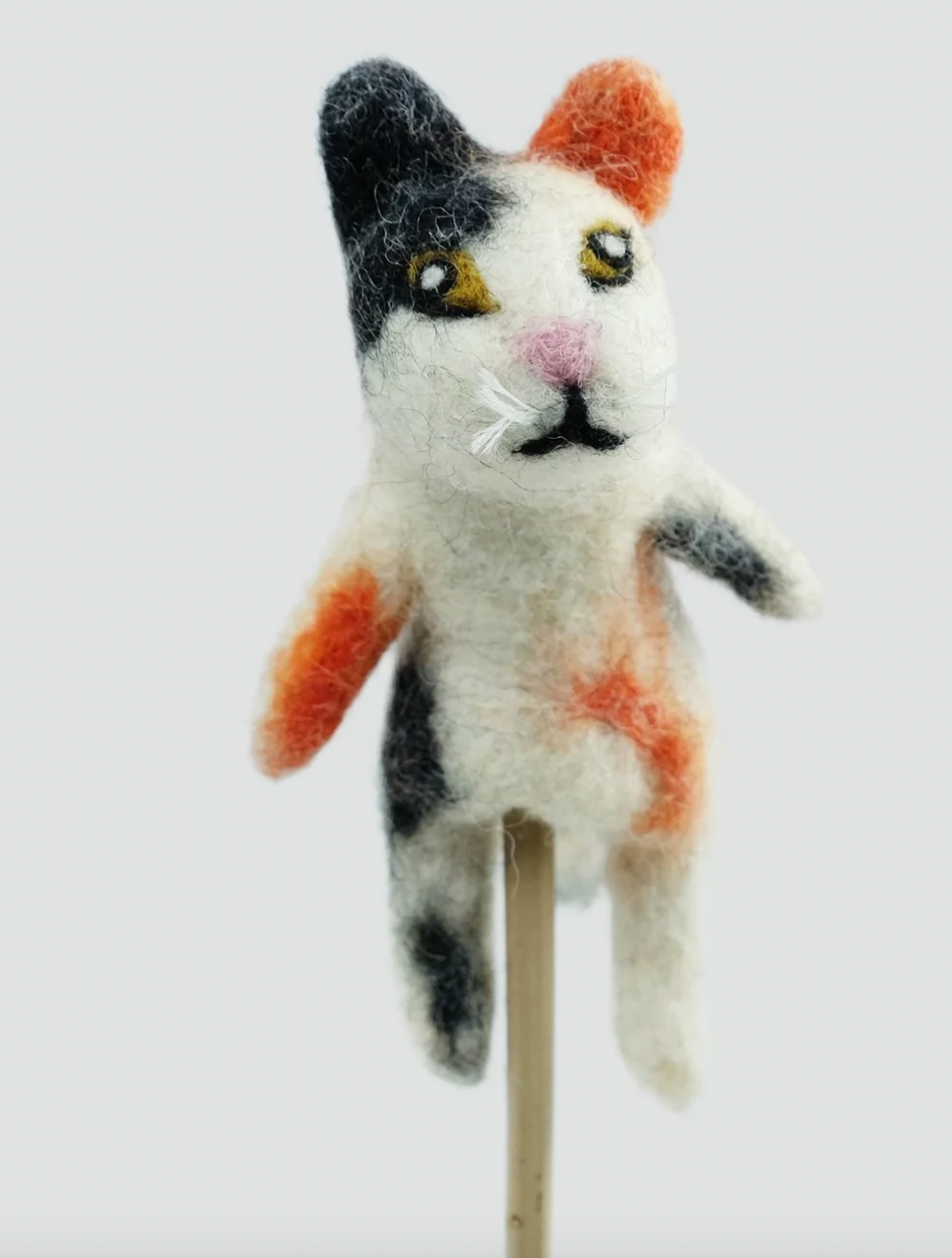 The Winding Road Felt Finger Puppet Black/White/Orange Cat