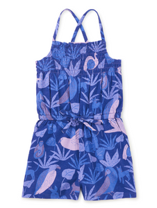 Tea Collection Smocked Sleeveless Romper Frida's Animales In Tonal Blue