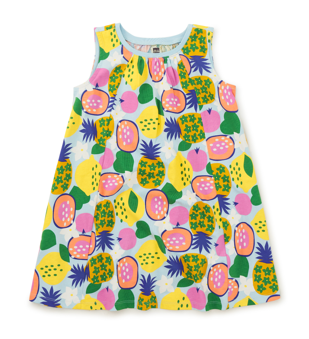 Tea Collection Trapeze Dress Tropical Fruits