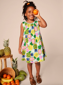 Tea Collection Trapeze Dress Tropical Fruits