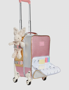 State Bags Metallic Mini Logan Suitcase Pink/Silver