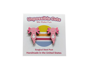 Unpossible Cuts Axolotl Stud Handmade Earrings