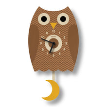 Load image into Gallery viewer, Popclox Owl Pendulum Clock - Wood

