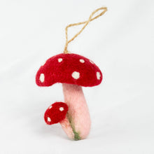 Load image into Gallery viewer, The Winding Road Ornament - Felt Red Spotted Mushroom
