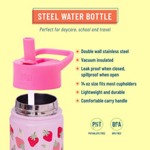Load image into Gallery viewer, Wildkin Strawberry Patch Stainless Steel Water Bottle – 14 oz
