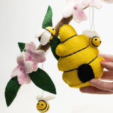 Load image into Gallery viewer, The Winding Road Baby Mobile - Bee Hive and Honey Bees - Nursery Decor
