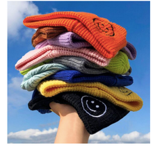 Load image into Gallery viewer, Smiley Face Knit Beanie – Fun &amp; Stretchy for Kids &amp; Teens

