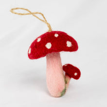 Load image into Gallery viewer, The Winding Road Ornament - Felt Red Spotted Mushroom
