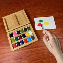 Load image into Gallery viewer, Elseware Unplug Watercolor Set – Bamboo Box – 18 Pans – Eco-Friendly 👉 ONLINE ONLY
