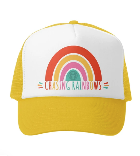 Chasing Rainbows Trucker Hat Yellow/White