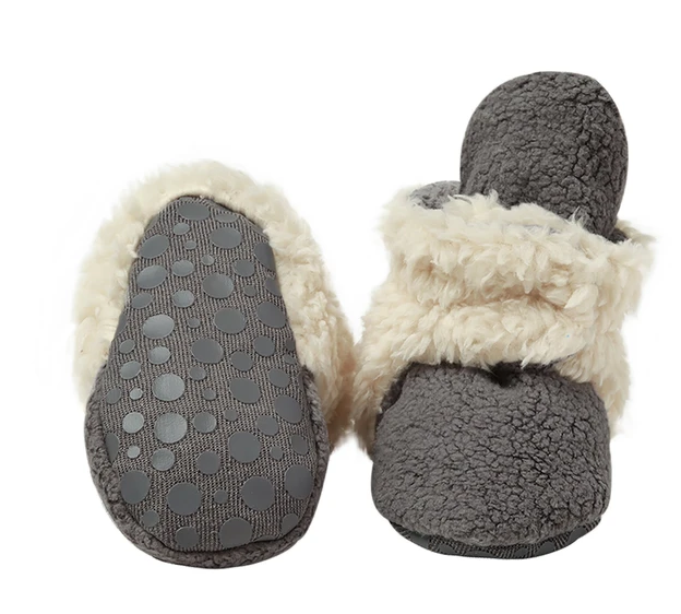 Zutano Cozie Furry Gripper Baby Bootie Gray