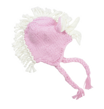 Load image into Gallery viewer, Blueberry Hill Ella Unicorn Knit Baby Hat Pink &amp; White 3–12M
