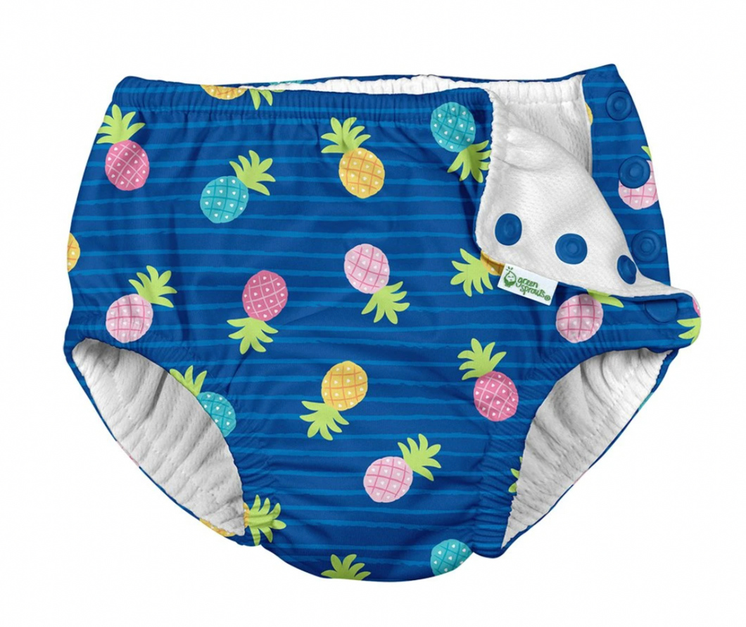 ich spiele Reusable Swim Diaper Blue Pineapple Stripe Größe 6m