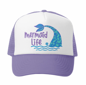 Mermaid Life Trucker Hat Lavender/White