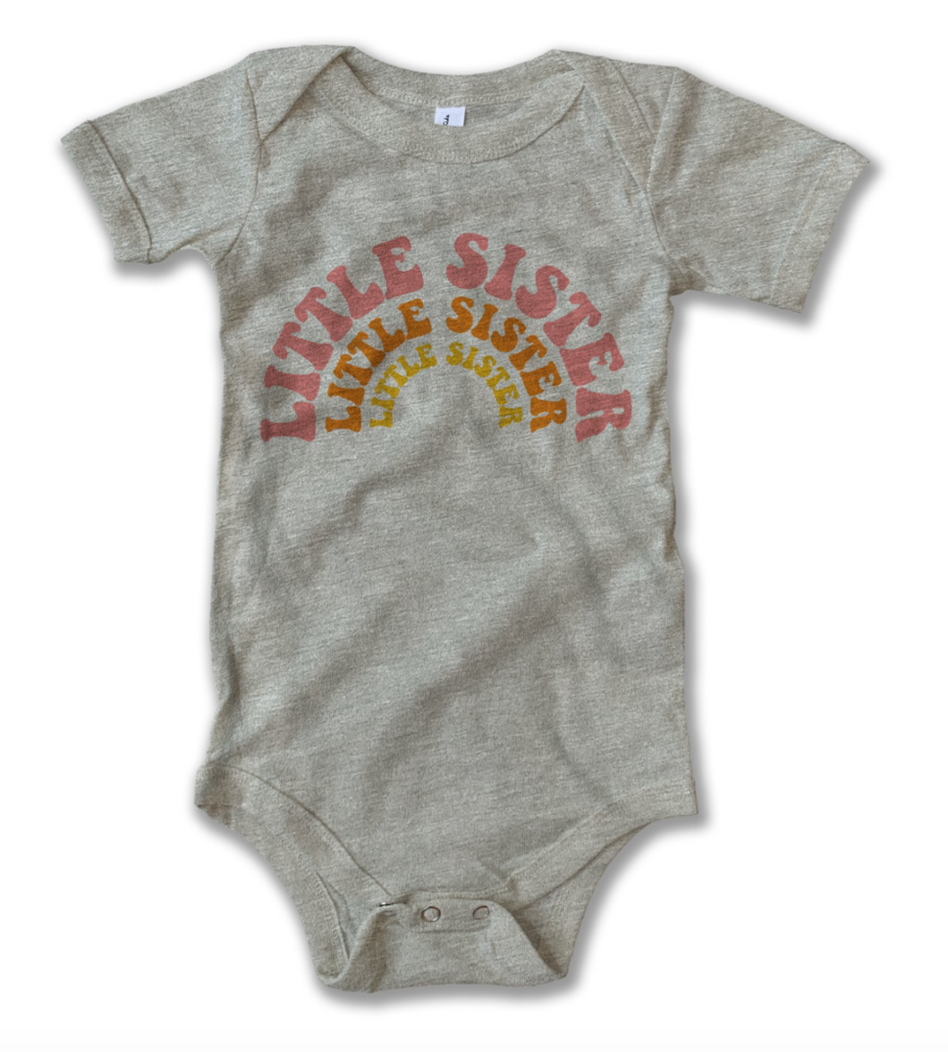 Rivet Creative Group Little Sister Onesie (Heather Stone) Size 12-18 Months