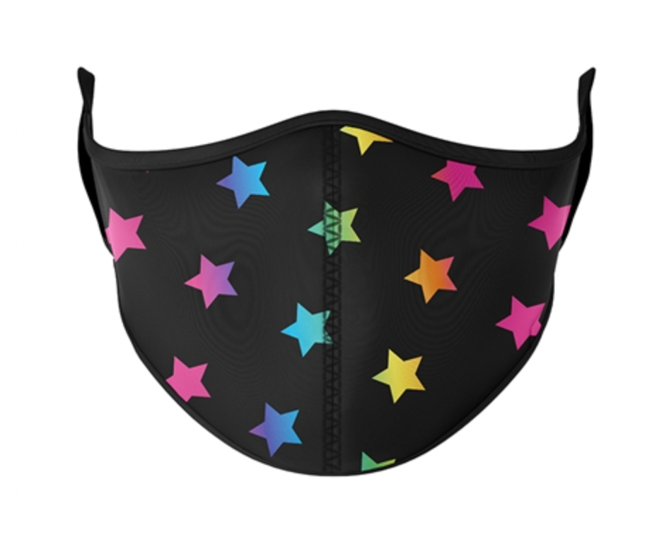 Top Trenz Fashion Mask Multi Star With Black Backround Size 3-7 Years