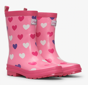 Hatley Scattered Hearts Shiny Rain Boots Size 5 Toddler